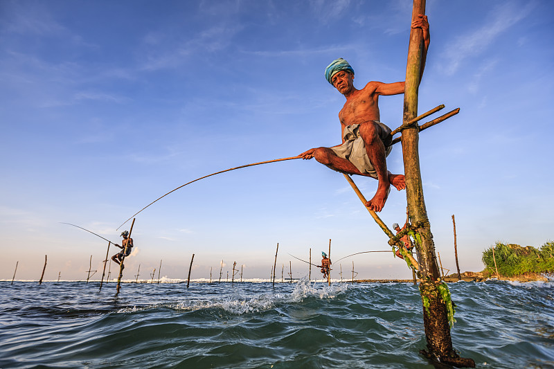 在工作的渔民，斯里兰卡，亚洲图片素材