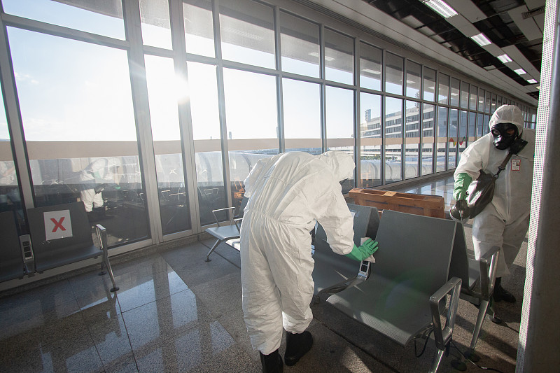 在里约热内卢的国际机场消毒图片素材