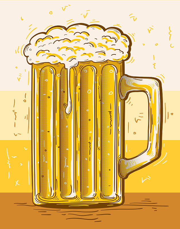 一杯啤酒，装饰绘杯图片下载