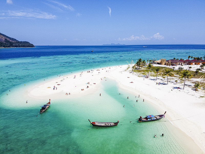 泰国，沙顿省，Ko Lipe，人们在夏天放松的北角海滩鸟瞰图图片下载