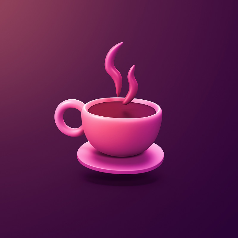 咖啡杯风格的3d CGI图标对象摄影图片