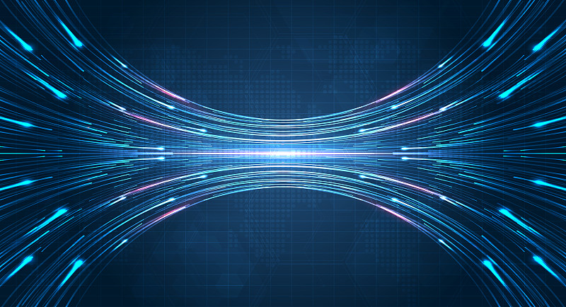 蓝光条纹，光纤，高速线，5g或6g技术无线数据传输的未来背景，高速互联网抽象。互联网络的概念。矢量设计图片下载