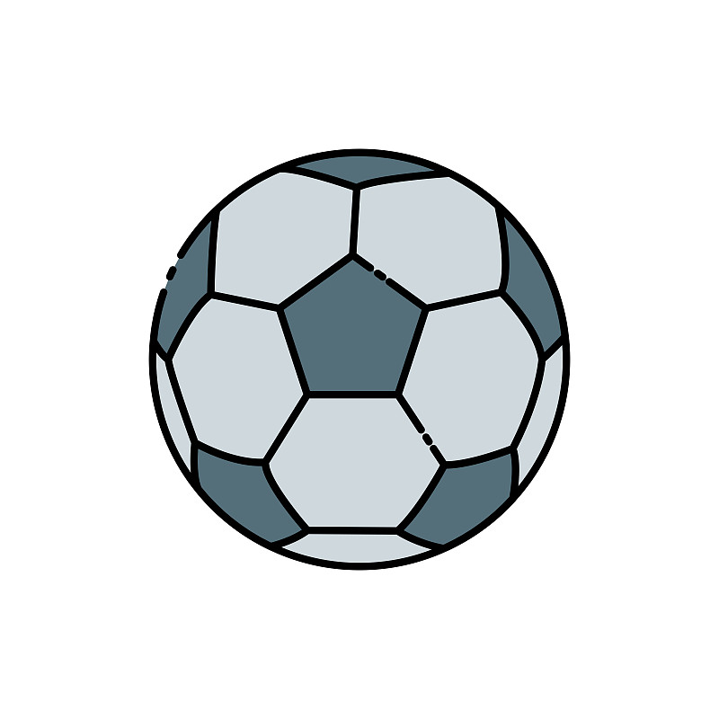 足球的直线颜色图标。简单的插画移动概念和网页设计。矢量插图可以用于体育、娱乐、球类游戏等主题。简单的设计可编辑。设计模板向量下载