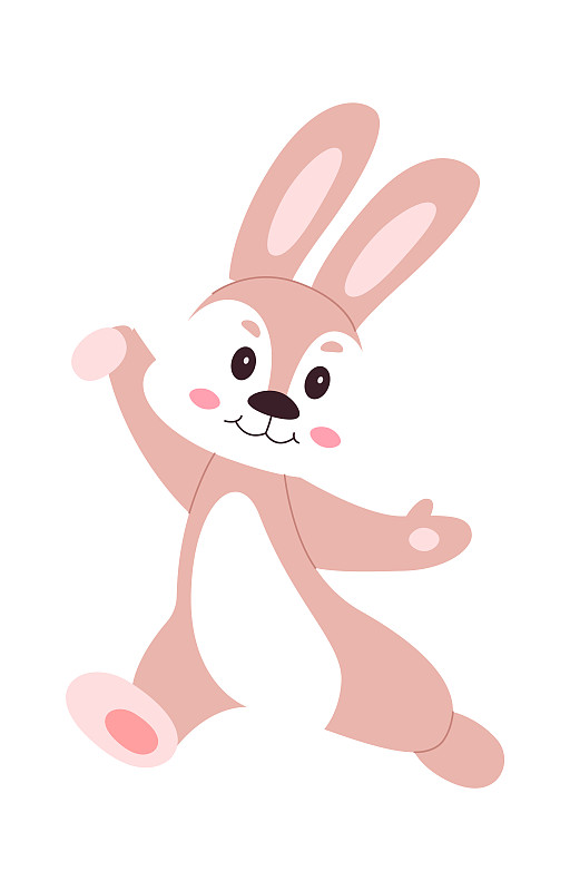 有趣的兔子人物平面插画下载