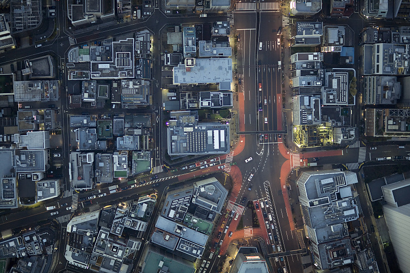 日本，东京，鸟瞰图交通和街道在港区图片下载