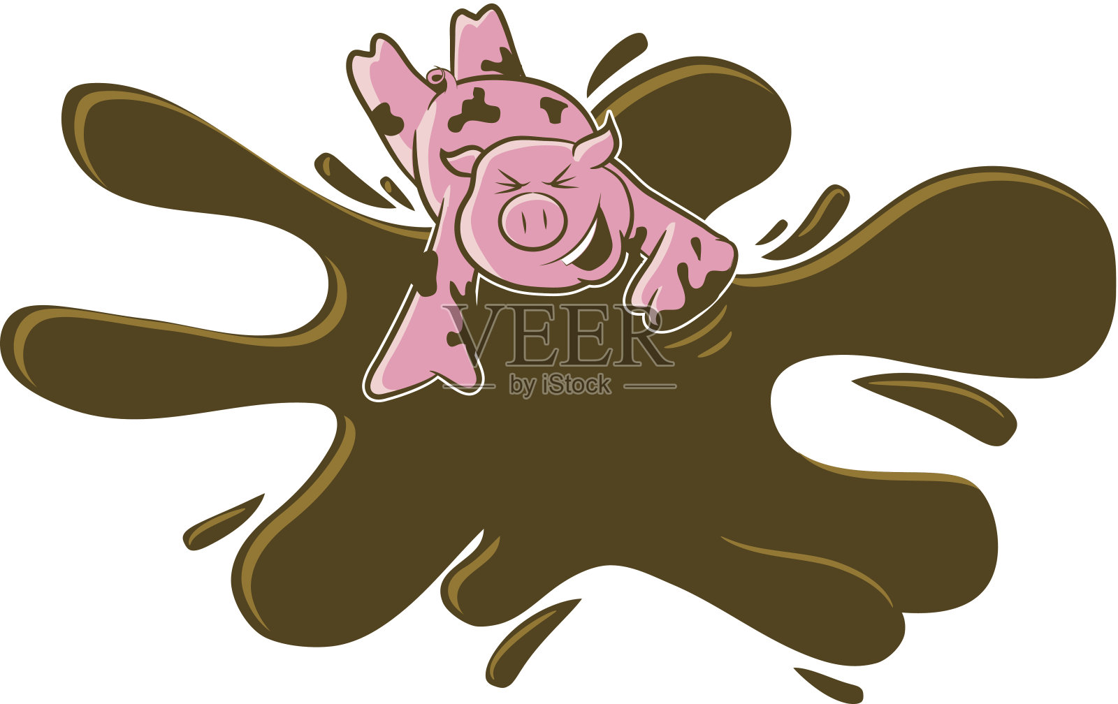 猪在泔水卡通设计元素图片