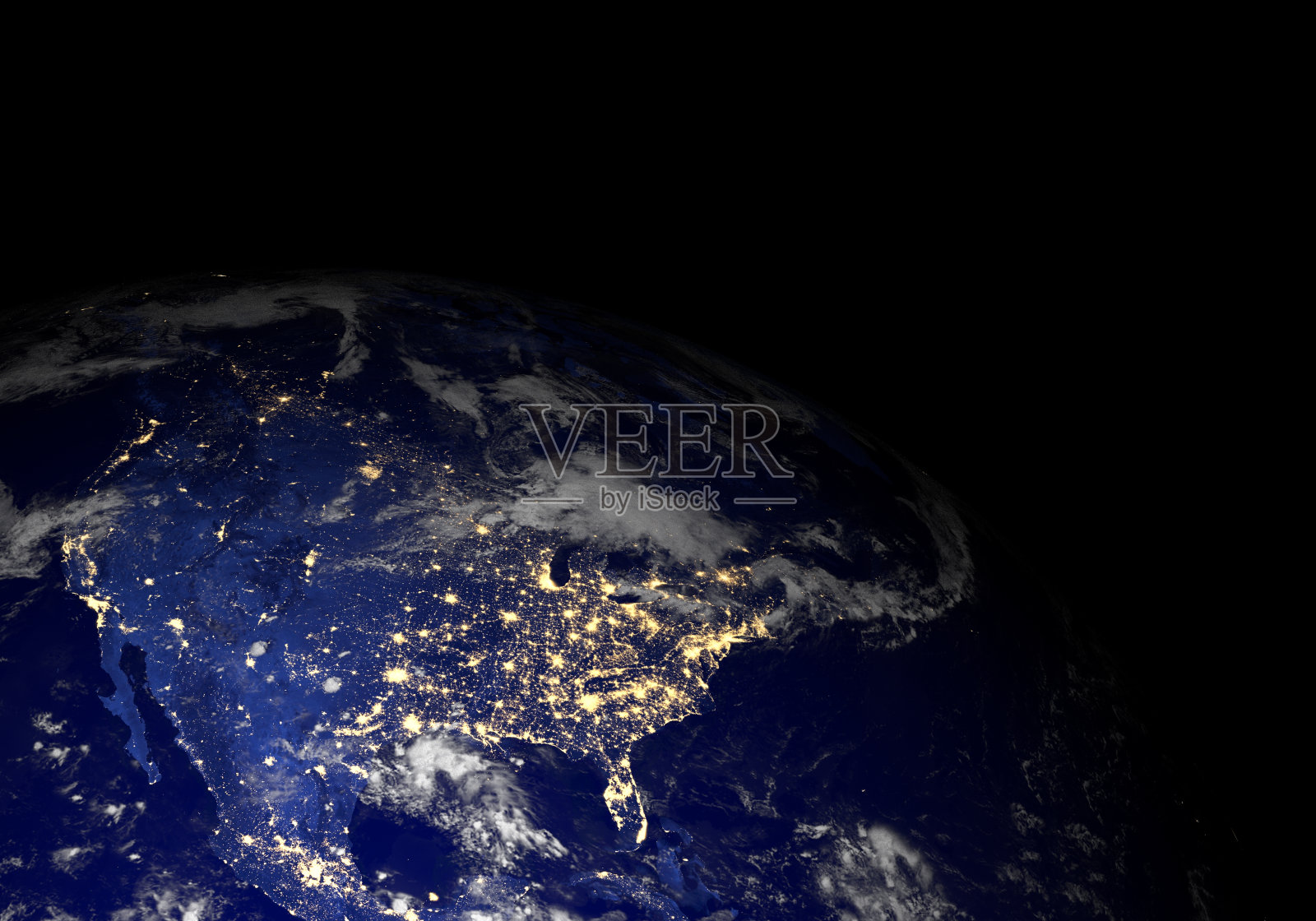 从太空中的地球。北美。照片摄影图片