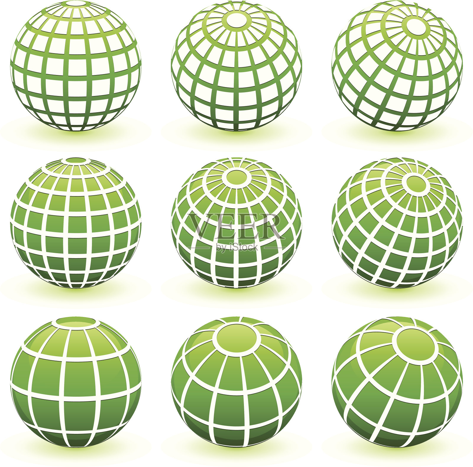 绿色地球仪线框符号插画图片素材