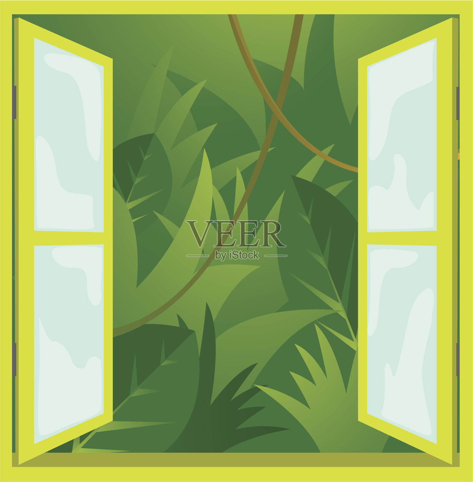 大自然/丛林之窗插画图片素材