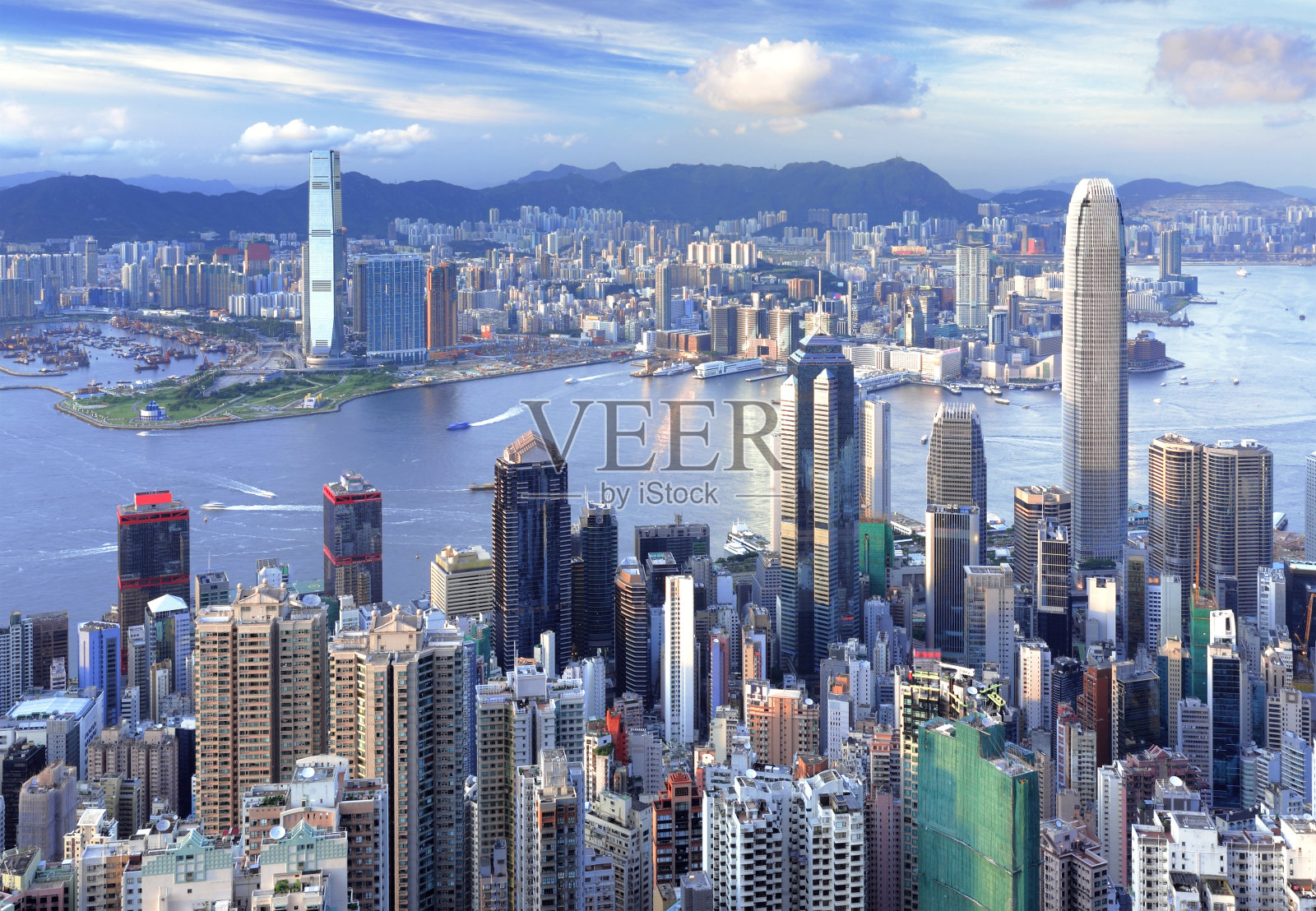 鸟瞰图的香港城市景观照片摄影图片