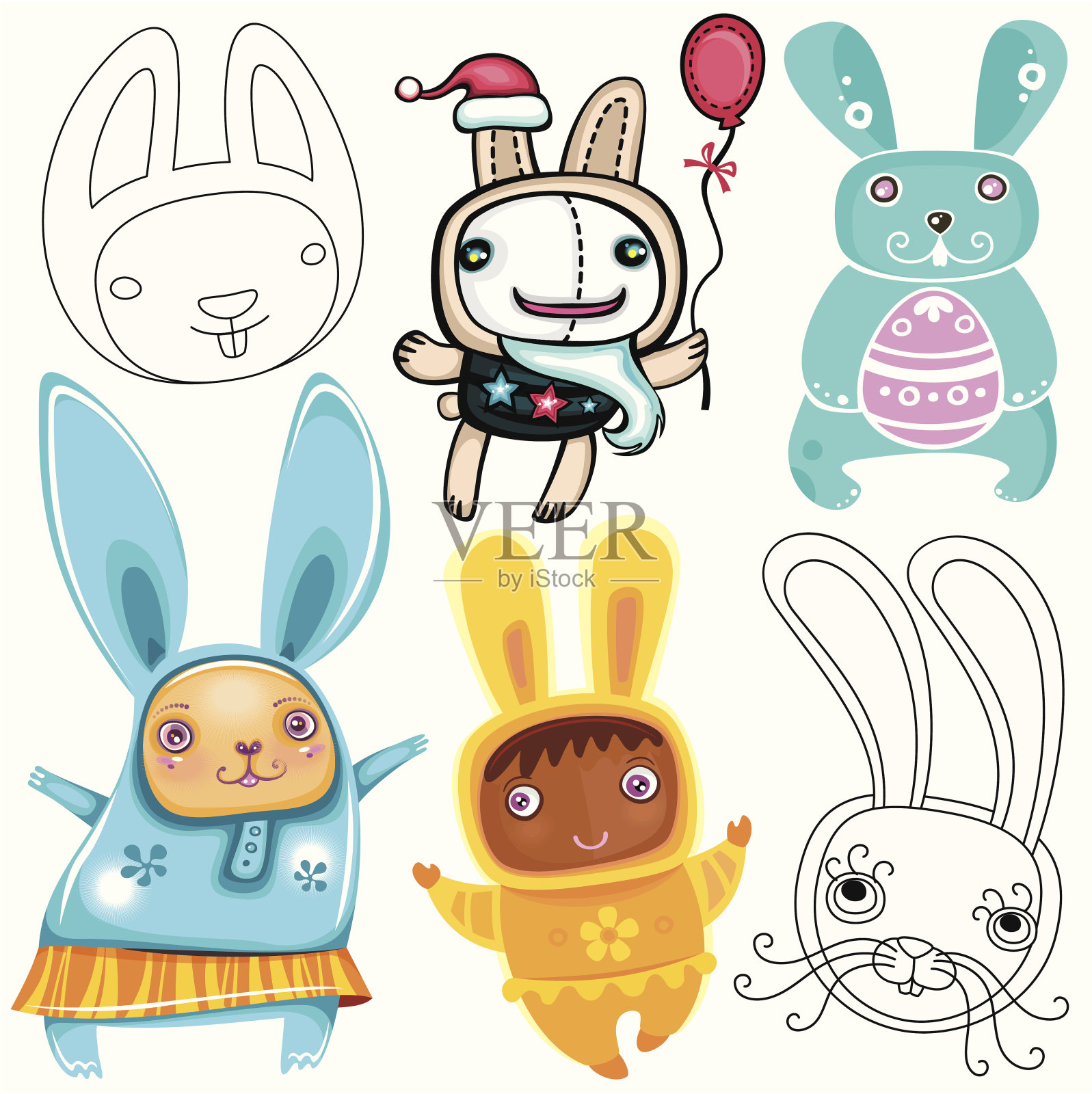兔子集插画图片素材