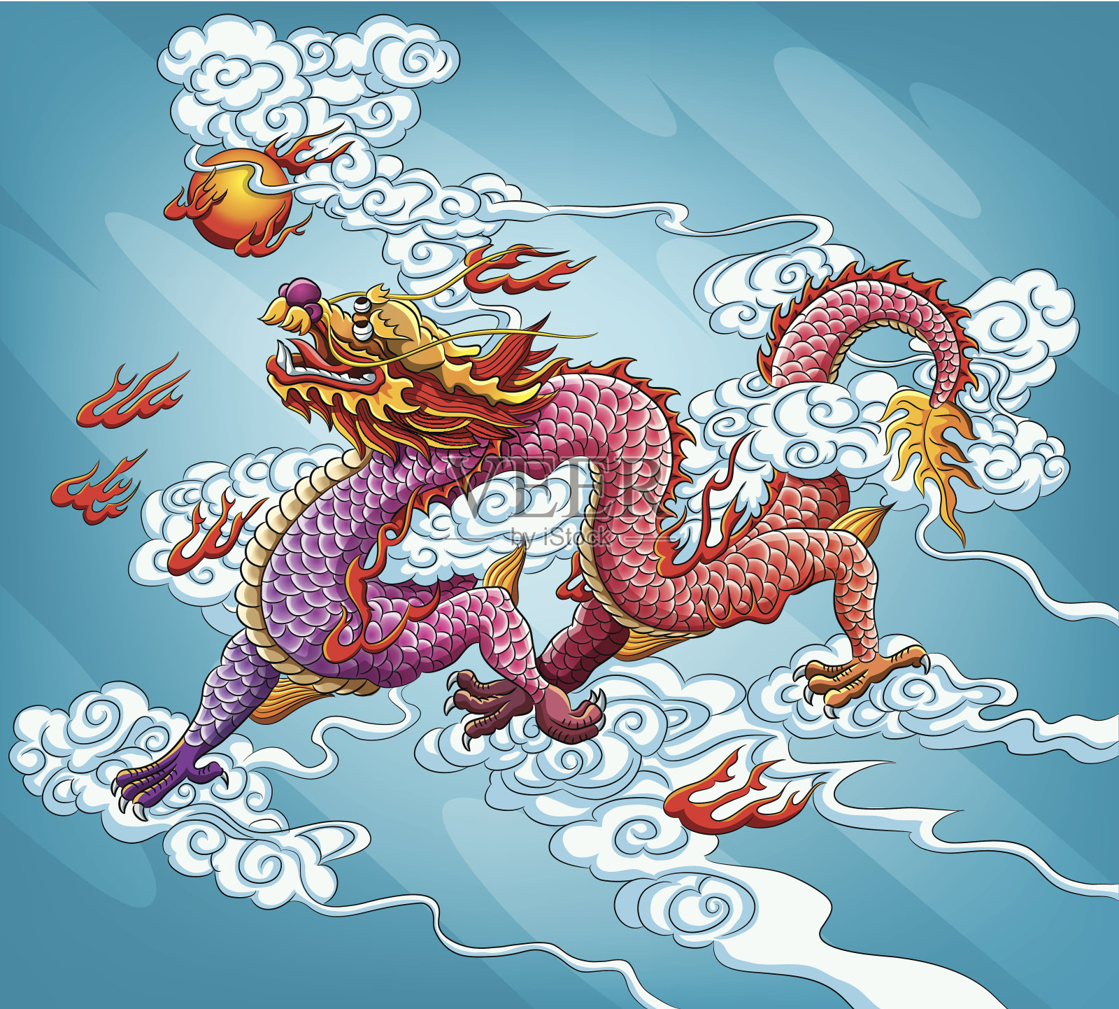 中国龙的画插画图片素材