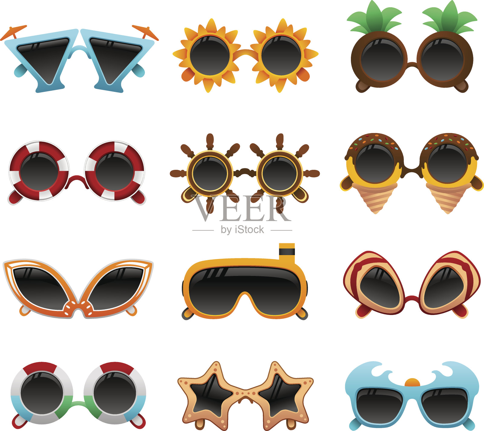 夏天时髦的太阳镜设计元素图片