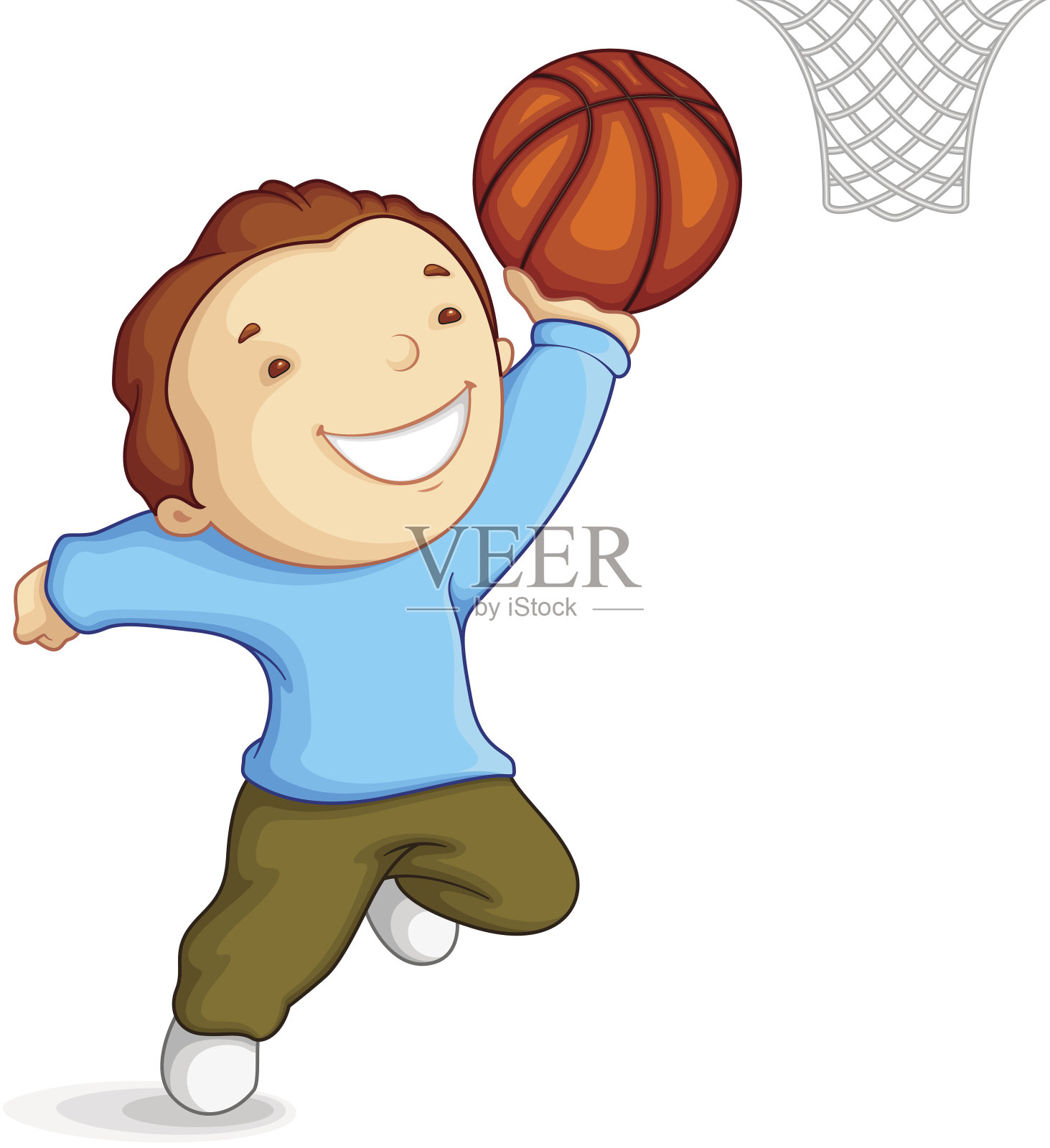 男孩打篮球插画图片素材