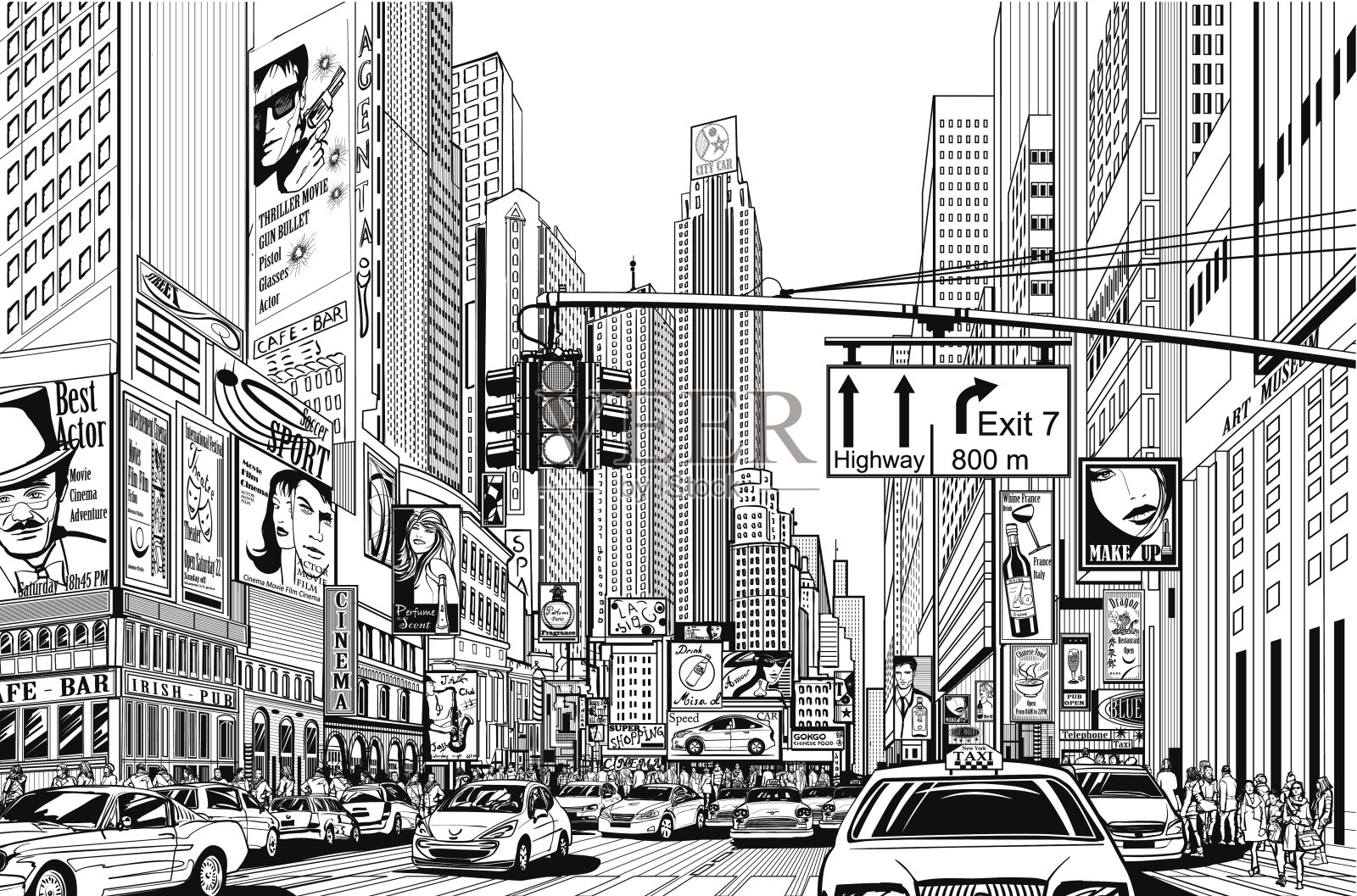 纽约市的街道插画图片素材
