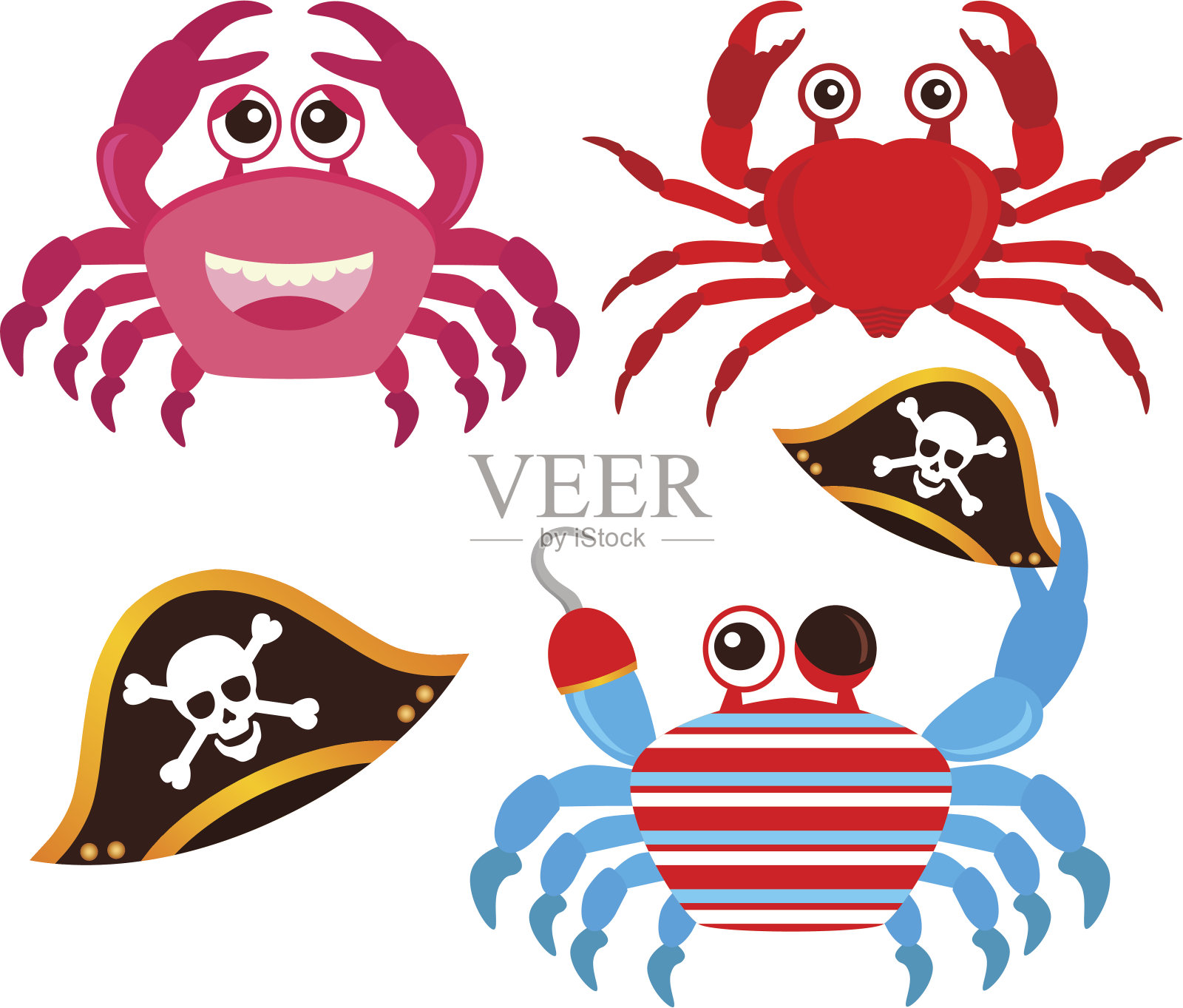 可爱的矢量图标:动物:螃蟹插画图片素材