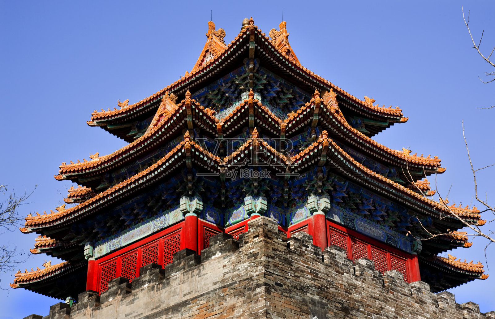 中国北京紫禁城故宫瞭望塔照片摄影图片