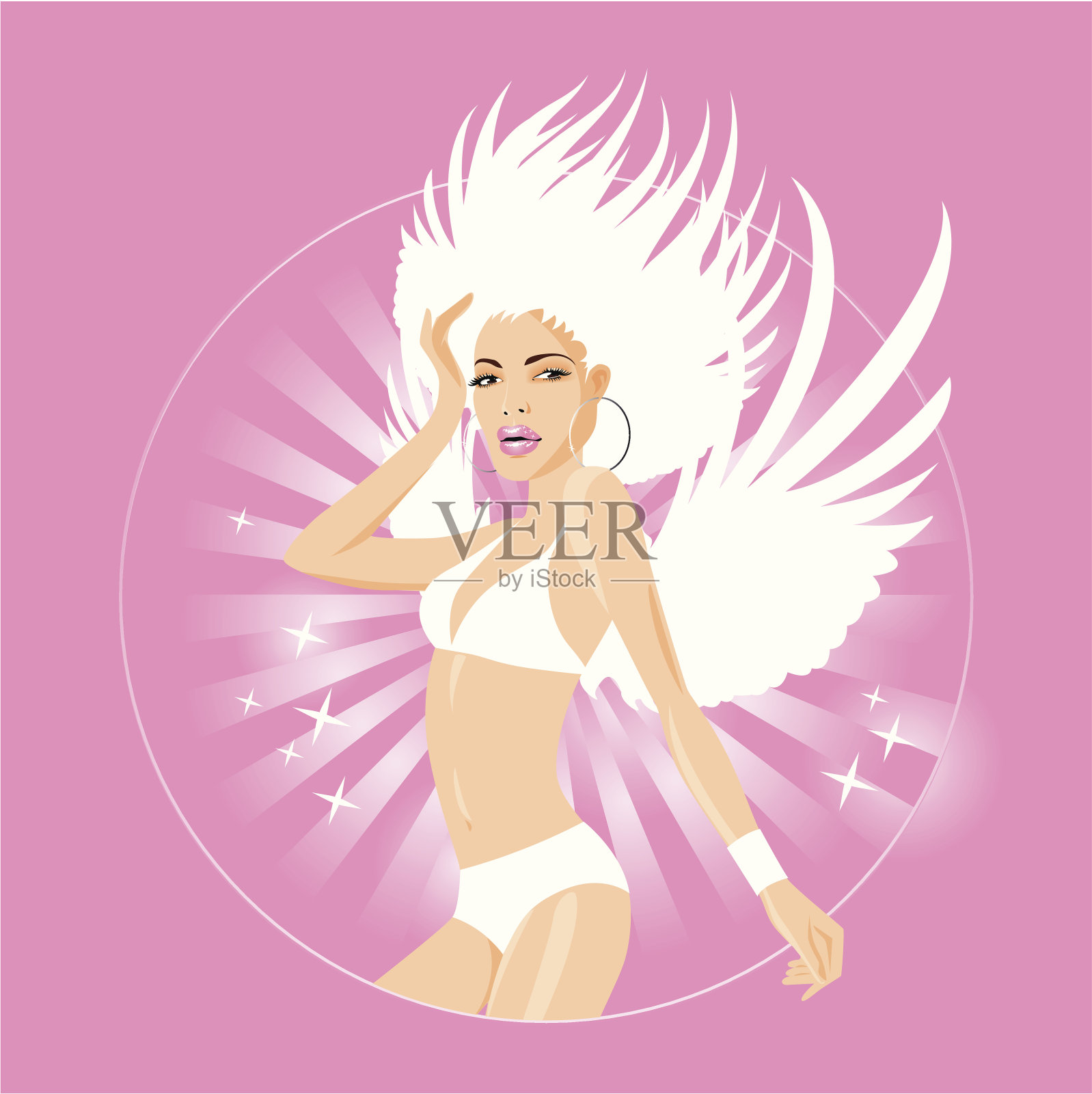 粉红天使的舞蹈插画图片素材
