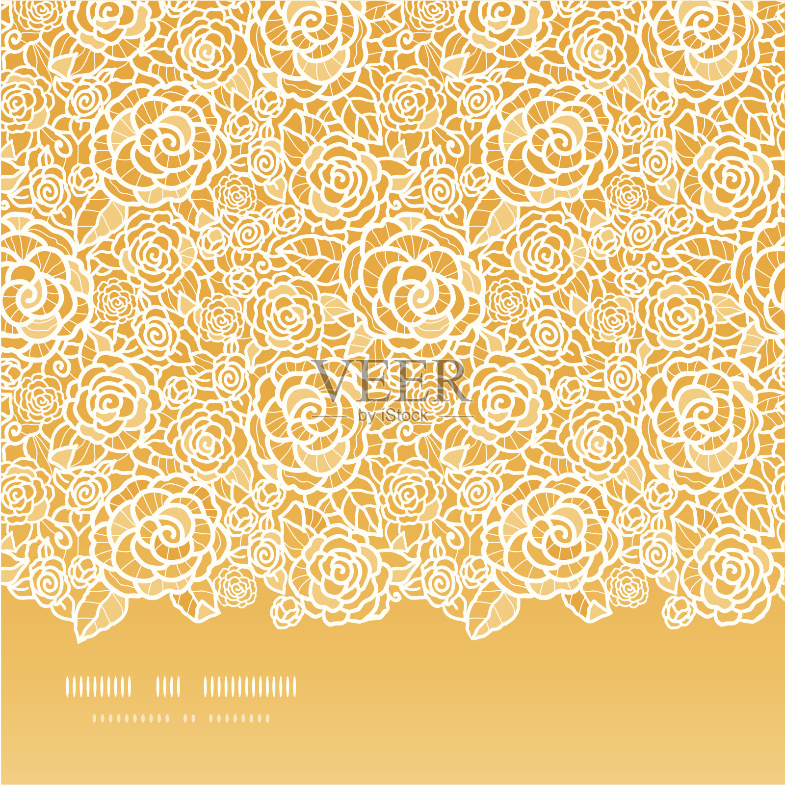 金色蕾丝玫瑰水平无缝图案背景插画图片素材