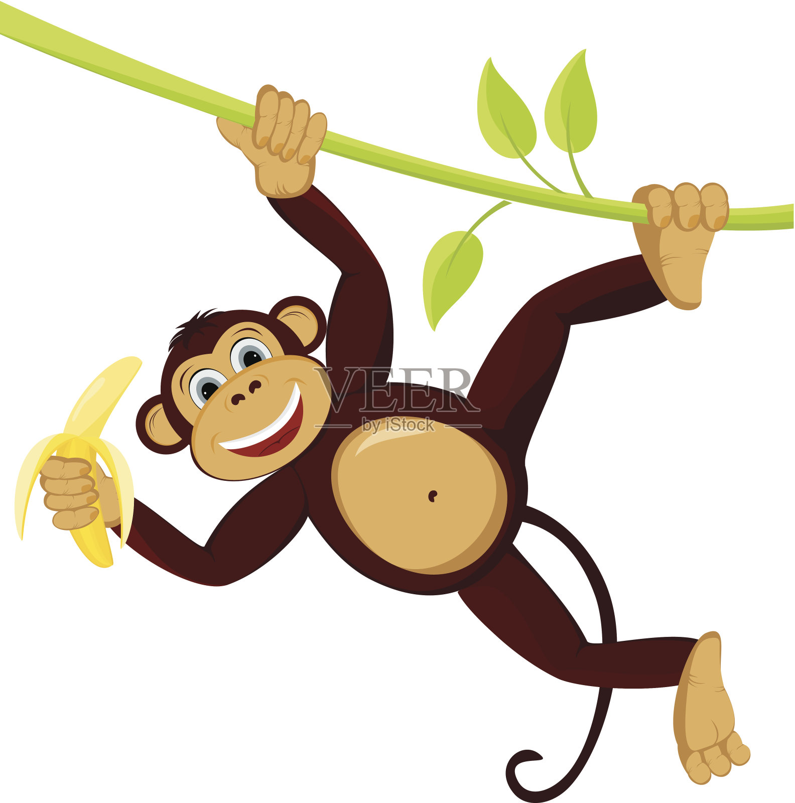 猴子和香蕉插画图片素材