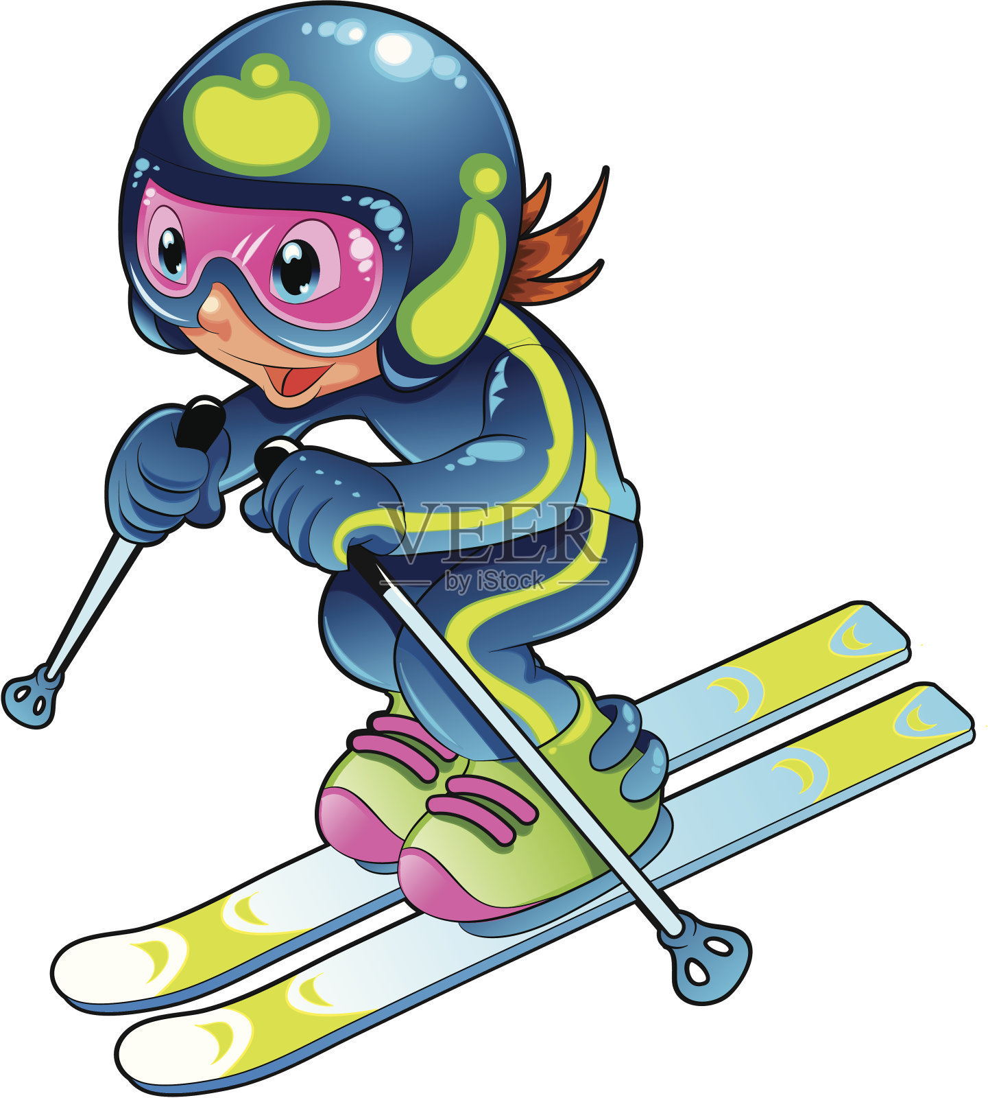 婴儿滑雪插画图片素材