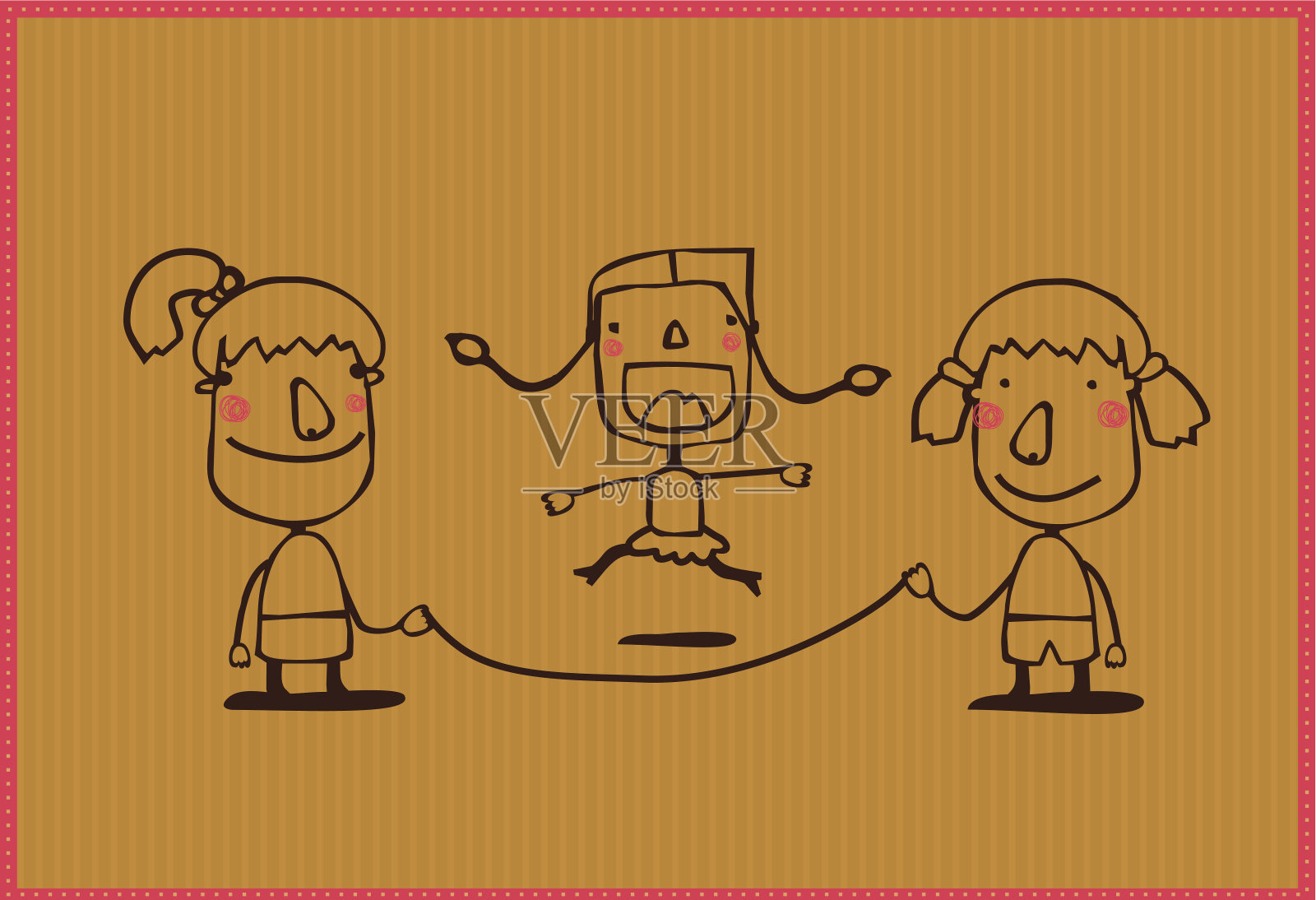 女孩们在玩跳绳插画图片素材