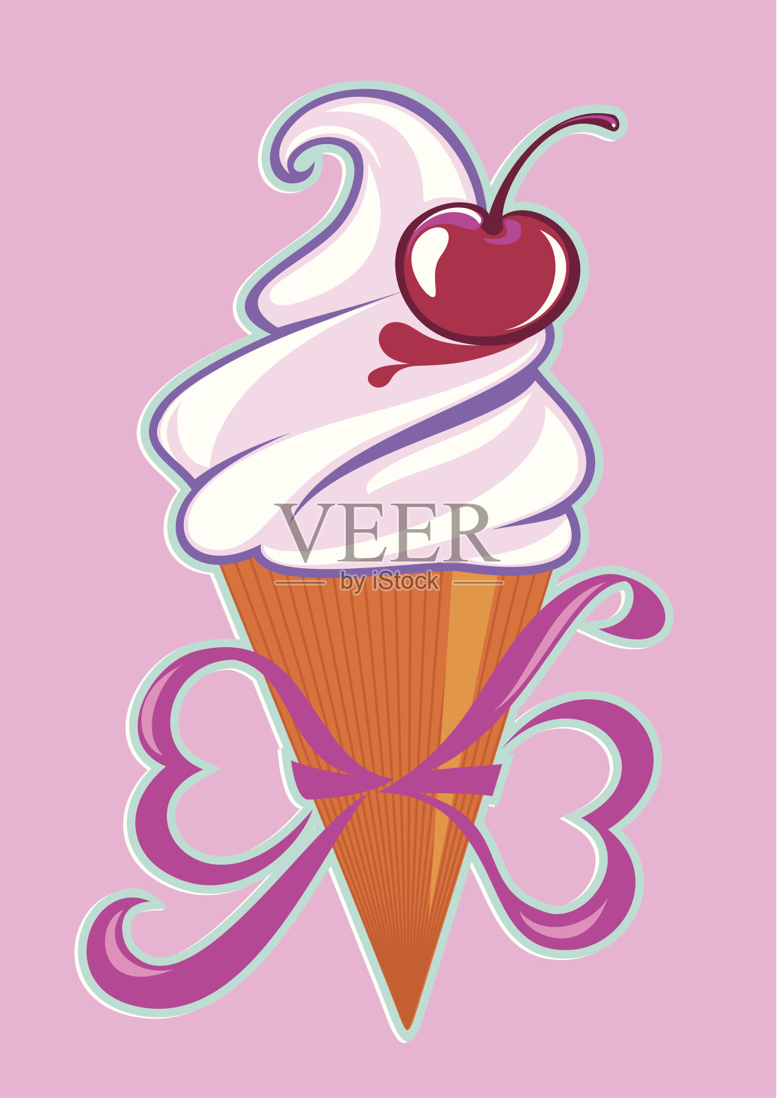 樱桃甜筒冰淇淋设计元素图片