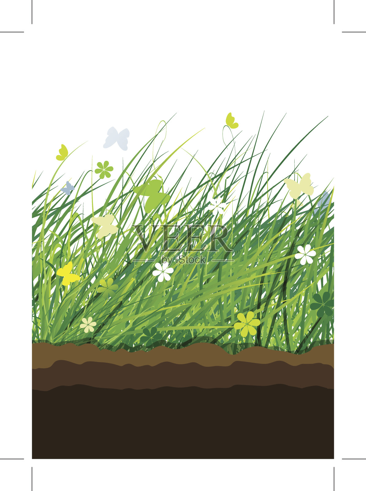 小草与地面，天衣无缝的背景插画图片素材