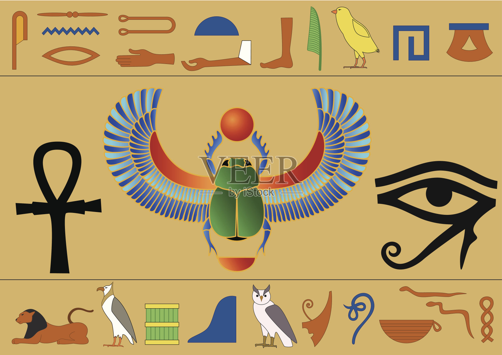 埃及象形文字插画图片素材