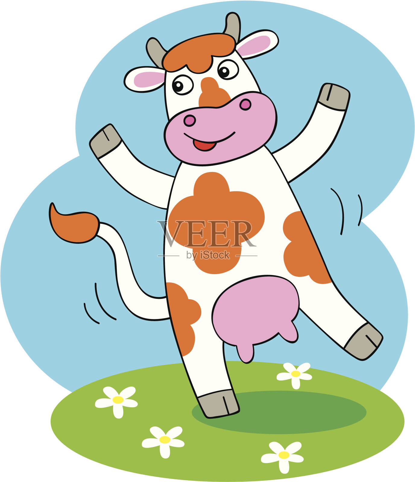 跳舞的牛插画图片素材