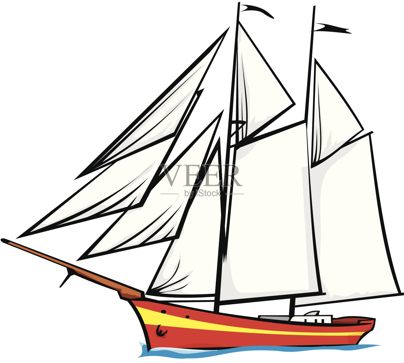 帆手——开足了帆插画图片素材
