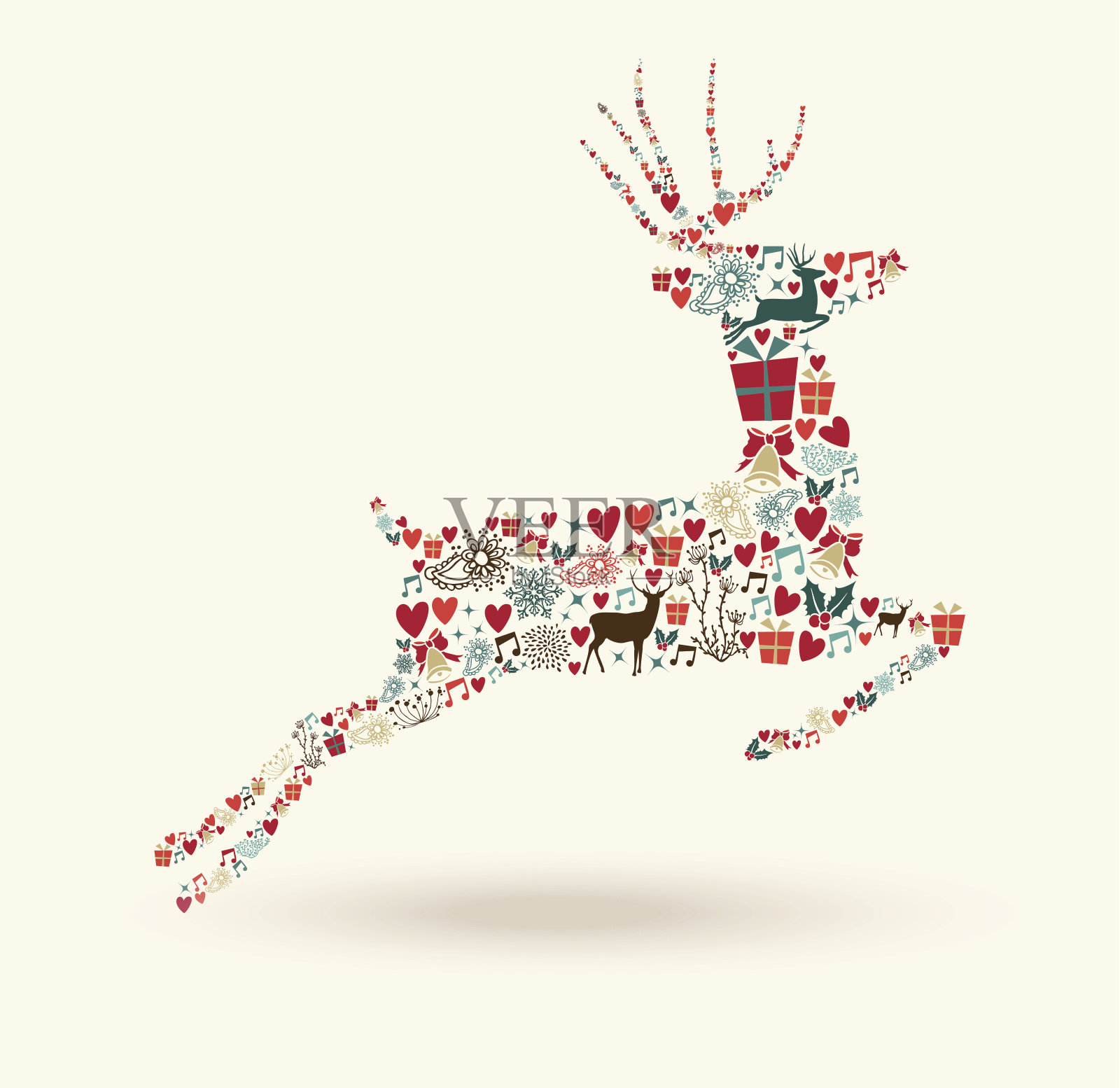 圣诞快乐跳鹿插图插画图片素材