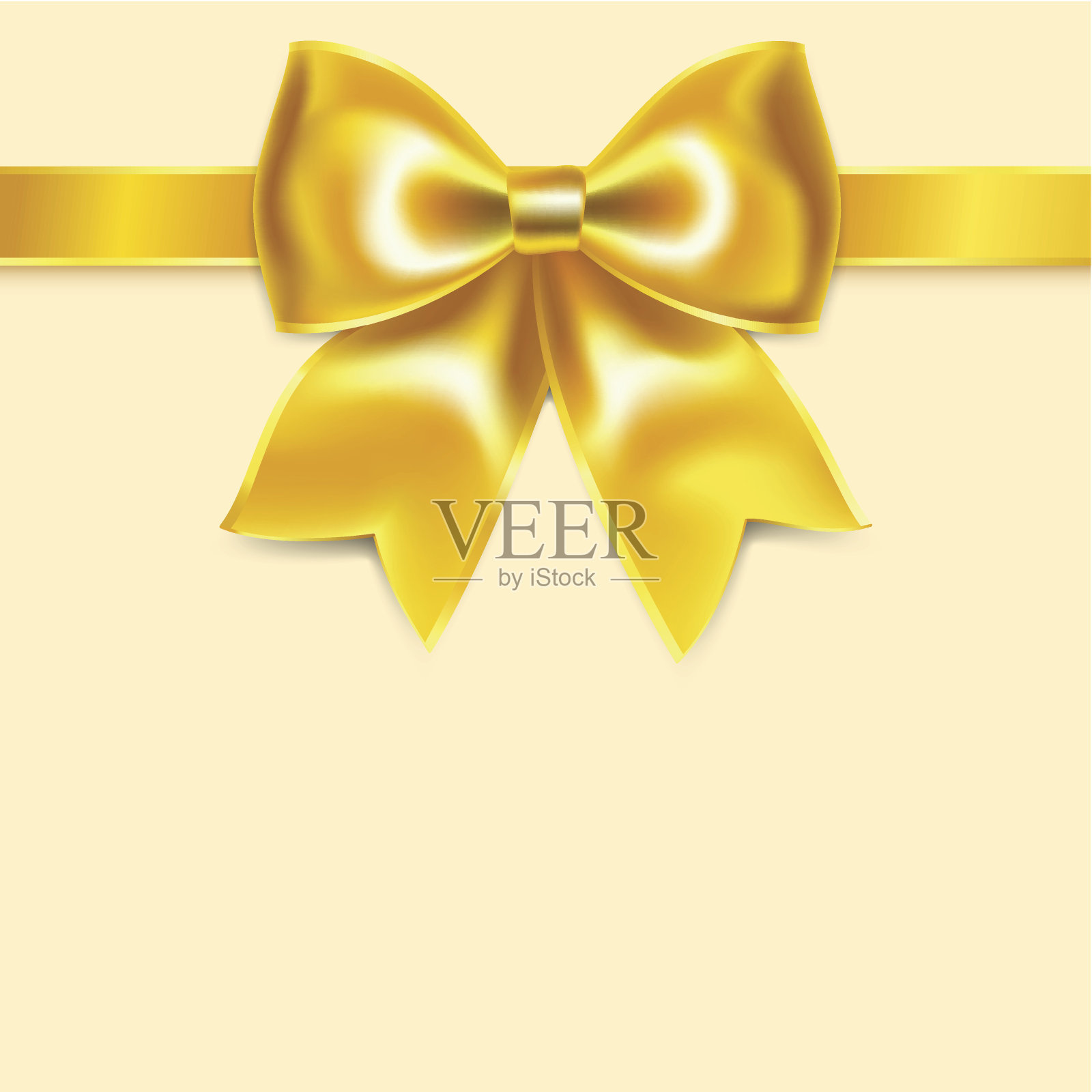 丝带上的黄色蝴蝶结，孤立在淡黄色的背景上设计元素图片