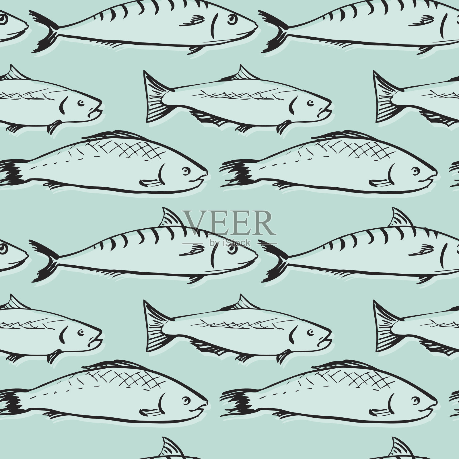 来自鱼类的无缝图案插画图片素材