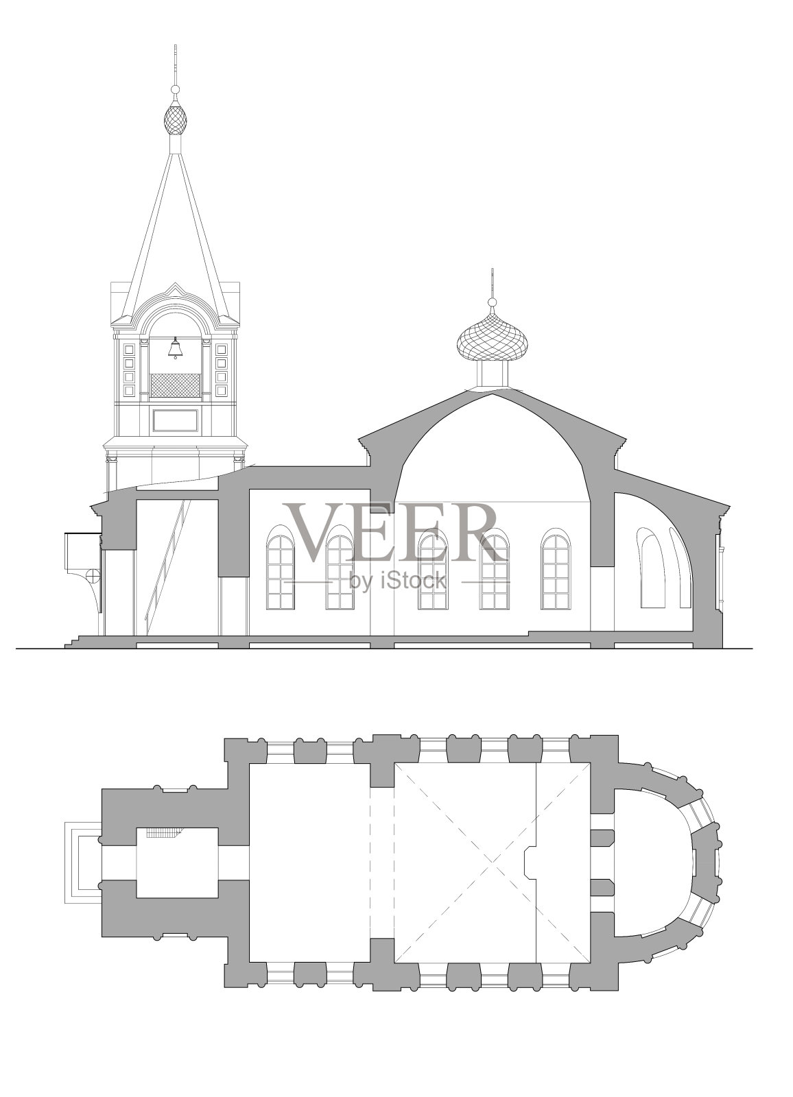 画基督教堂设计元素图片