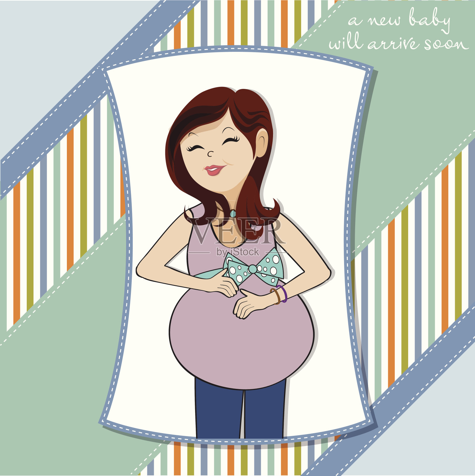 快乐的孕妇，宝宝送礼卡设计模板素材