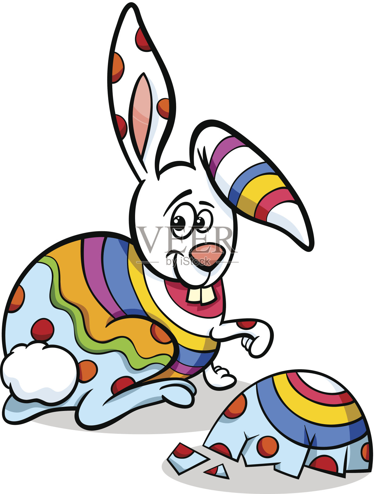 彩色复活节兔子卡通插图插画图片素材