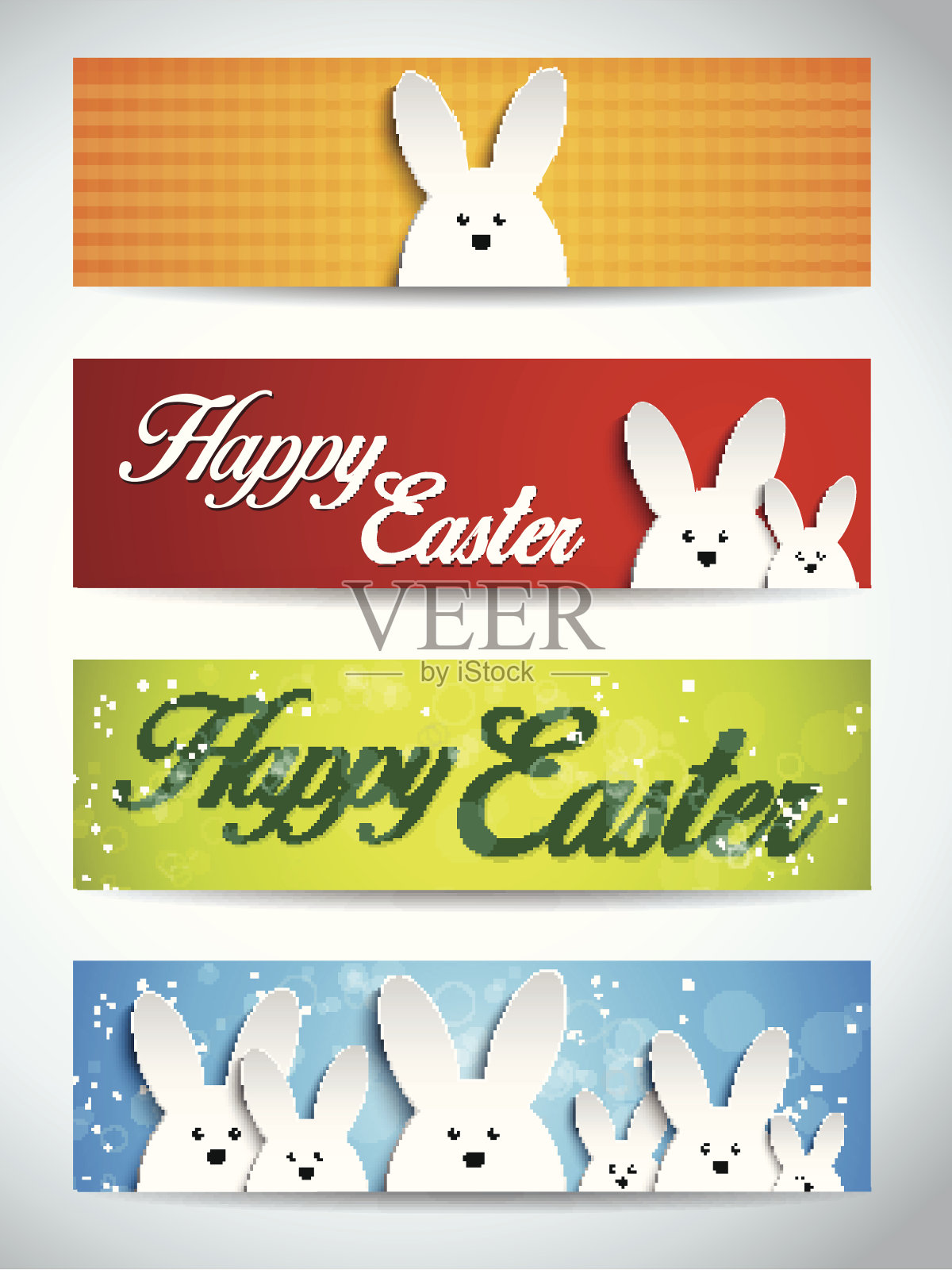 复活节兔子兔子系列横幅快乐设计模板素材