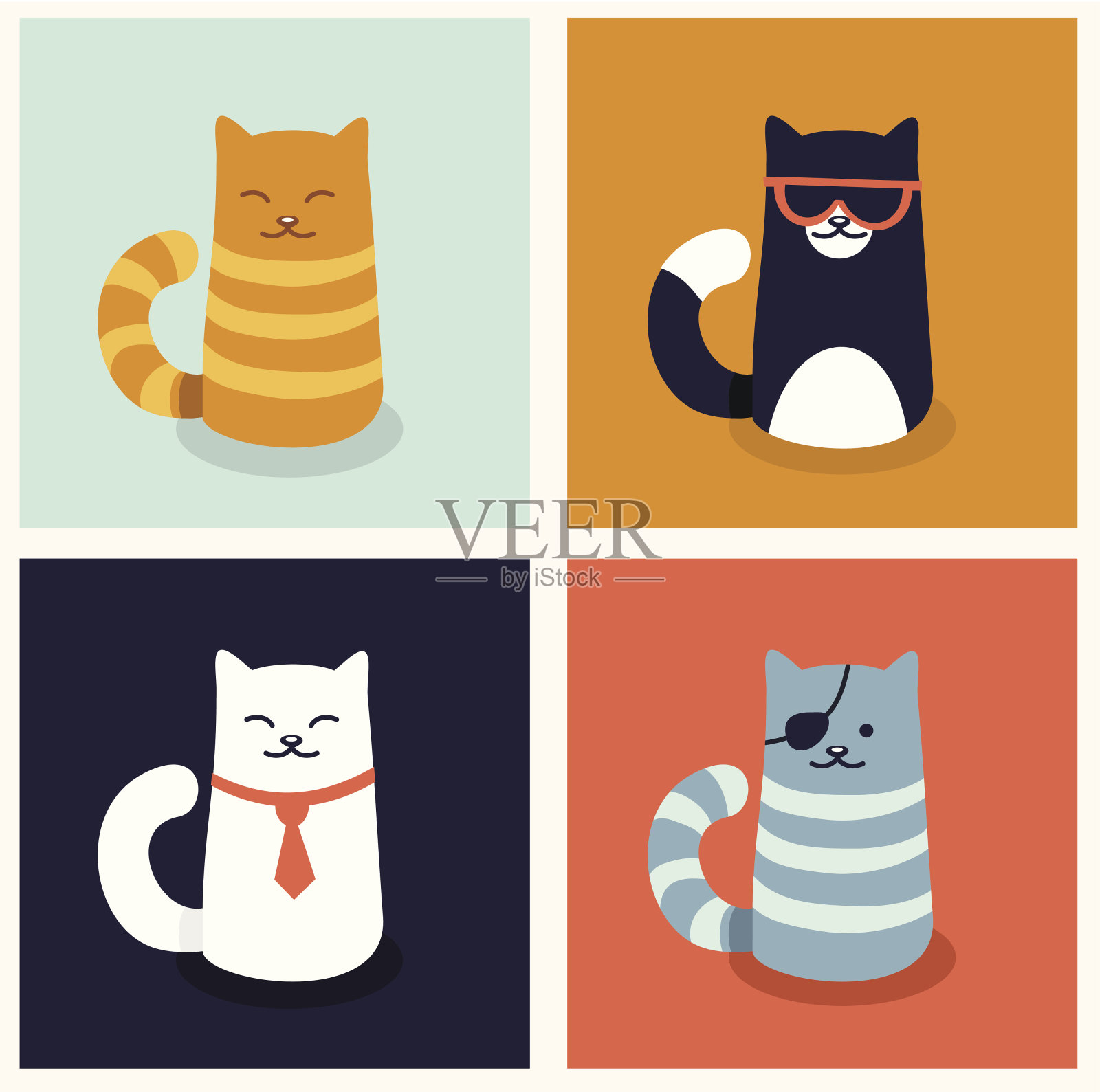 猫组插画图片素材