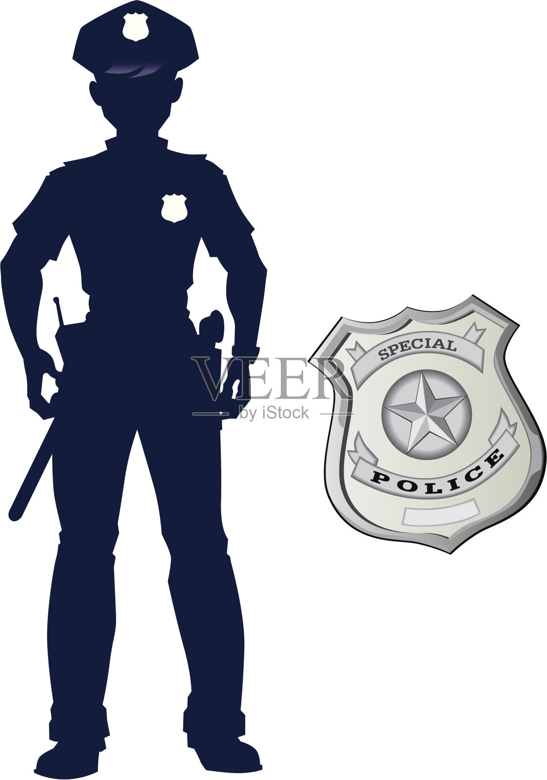 女警察和徽章设计元素图片