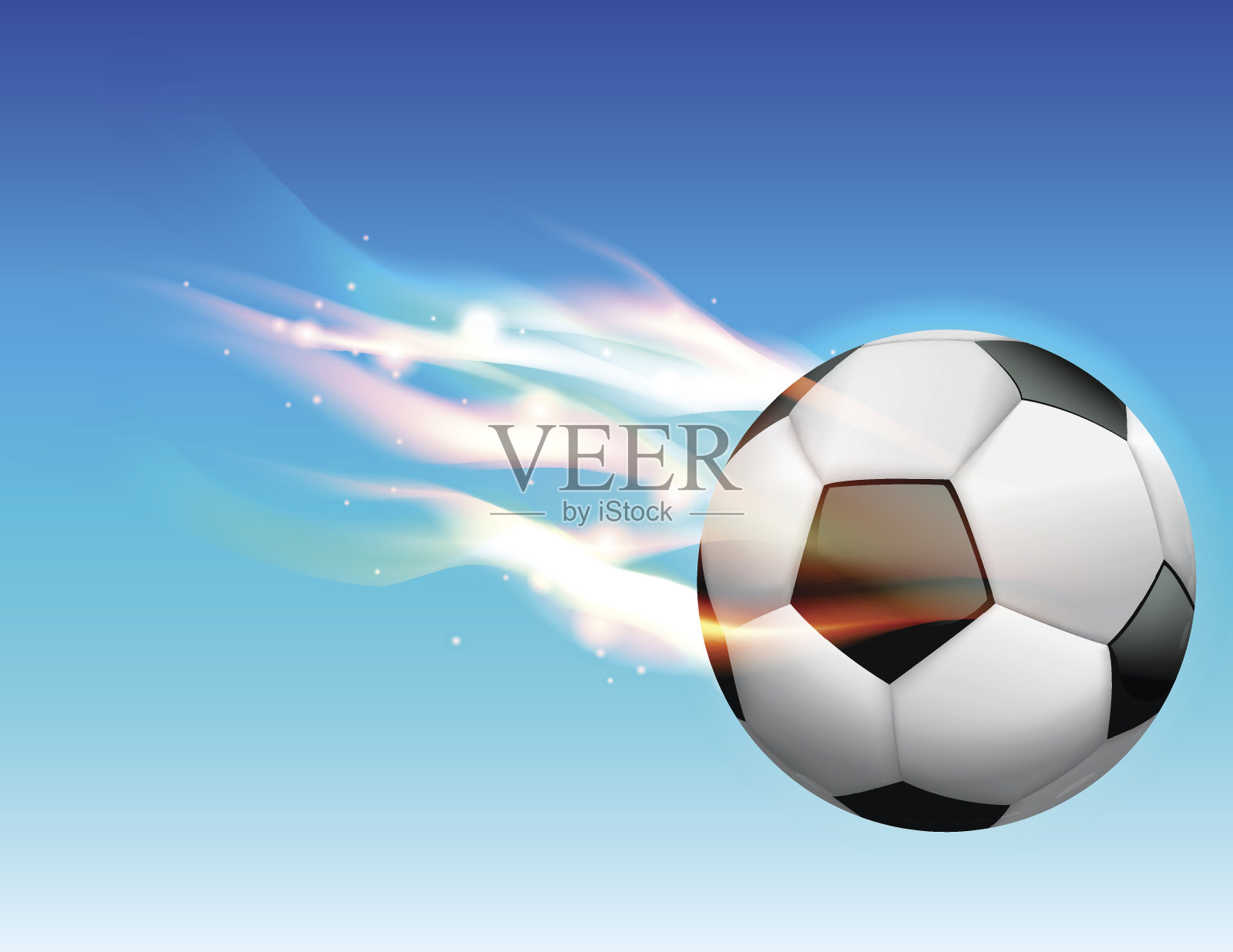 天空中燃烧的足球插画图片素材