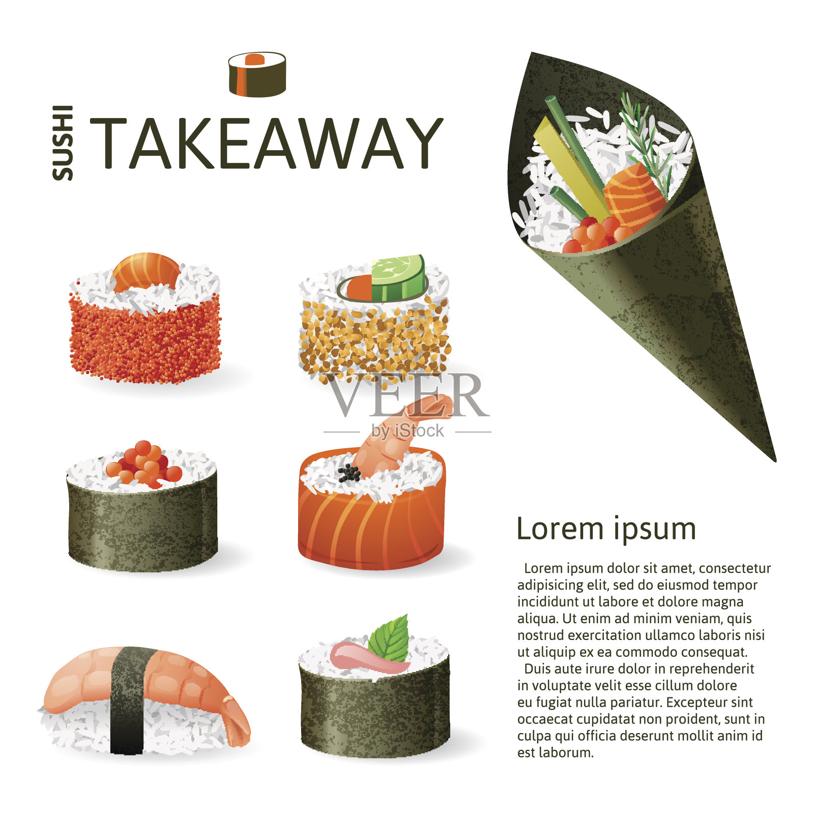 伟大的寿司集插画图片素材