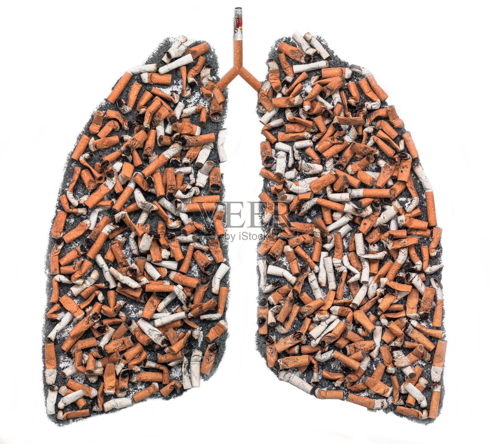 肺部轮廓为烟头照片摄影图片