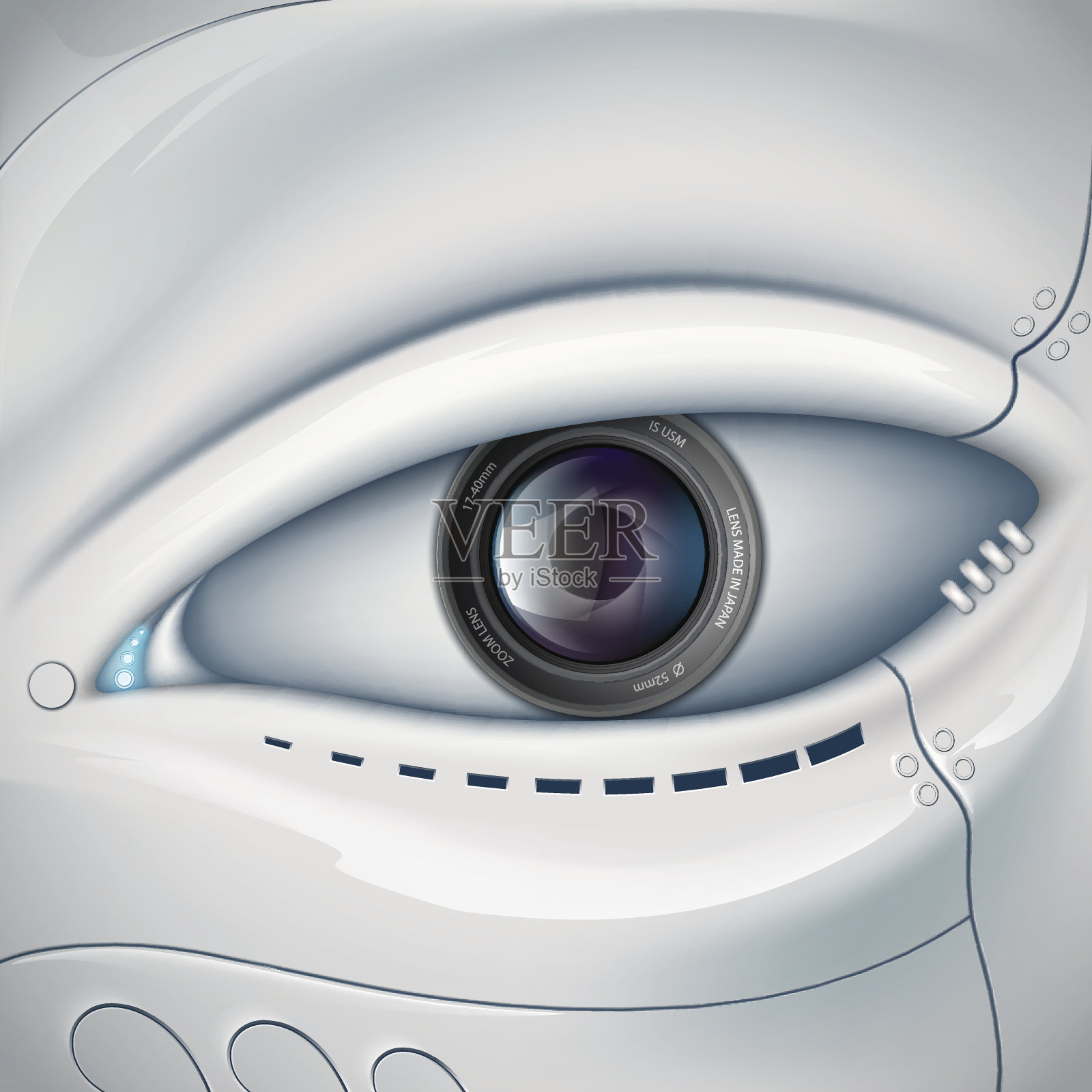 机器人的眼睛里有摄像头。股票向量futuris插画图片素材
