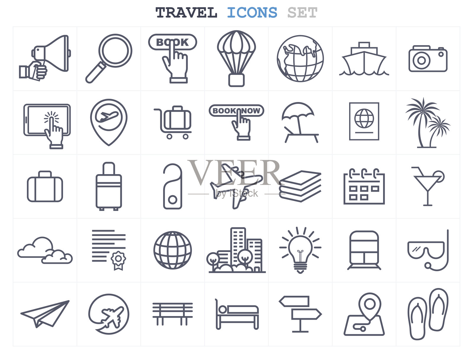 旅游和旅游图标设置平面设计图标素材