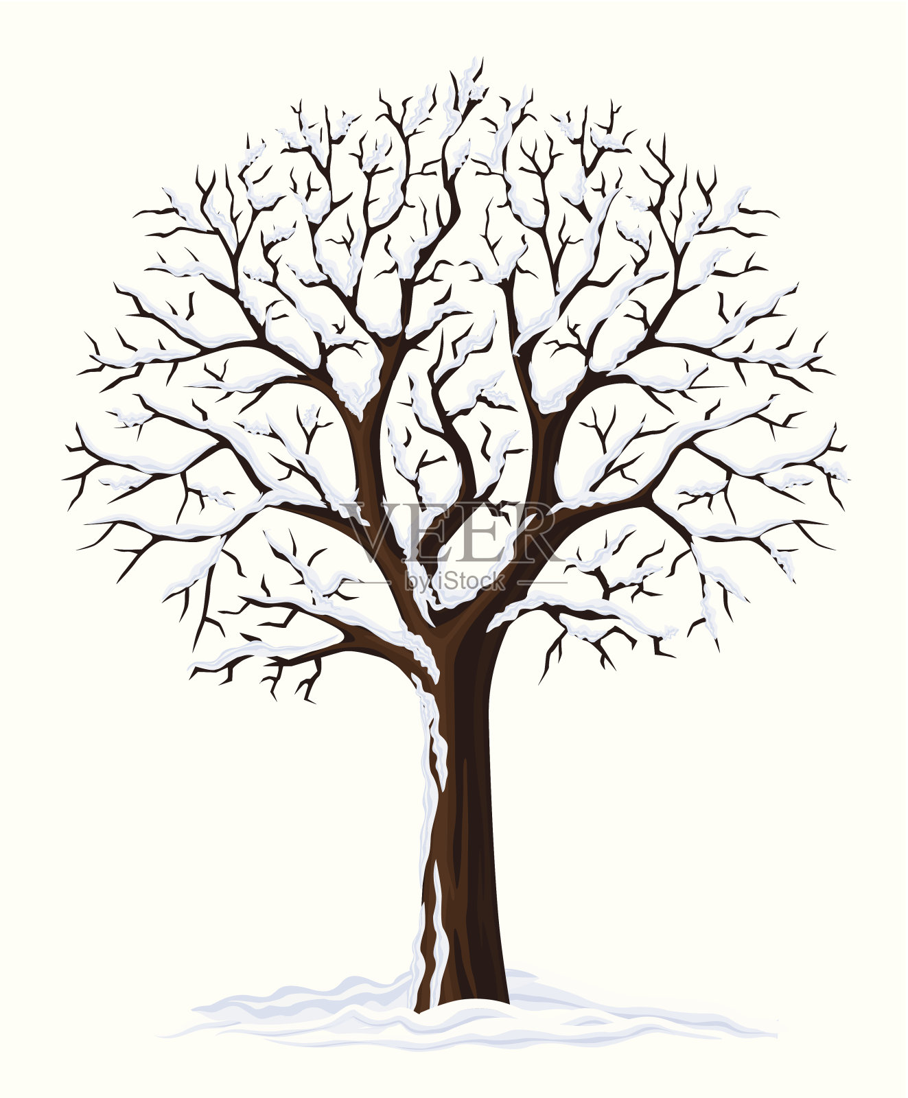 向量剪影的冬季树插画图片素材