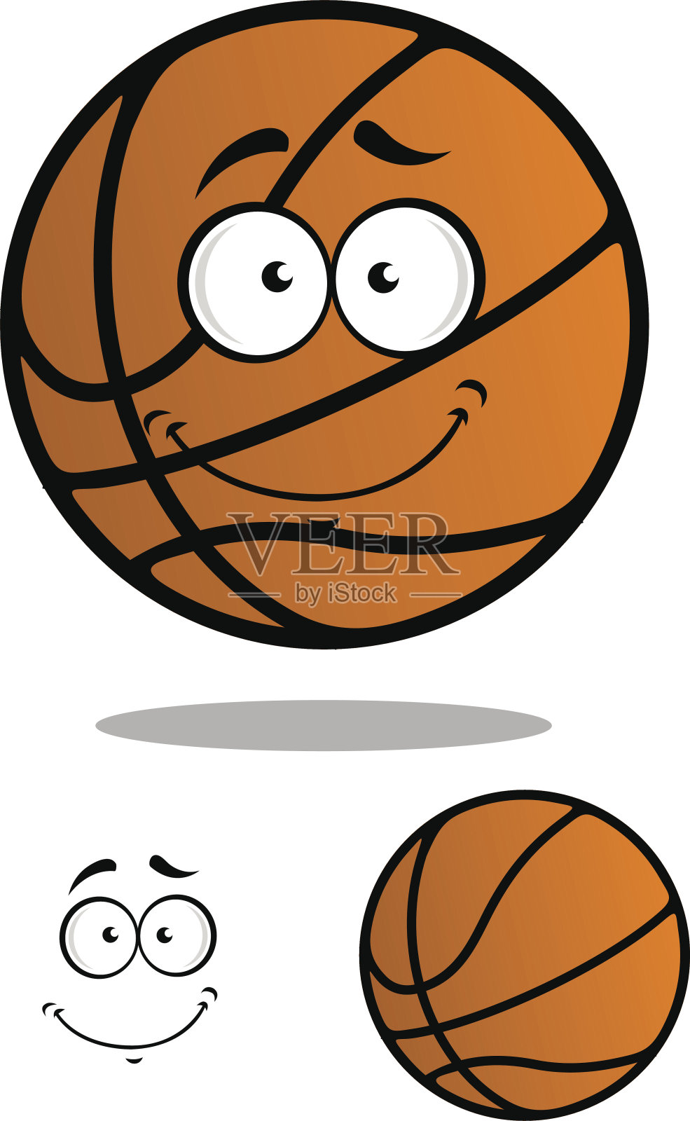 微笑的篮球卡通人物插画图片素材