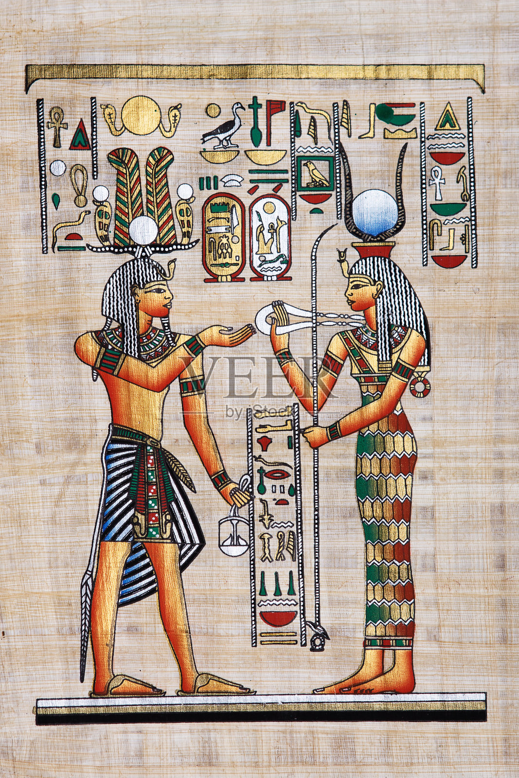 古老的埃及纸莎草纸。照片摄影图片