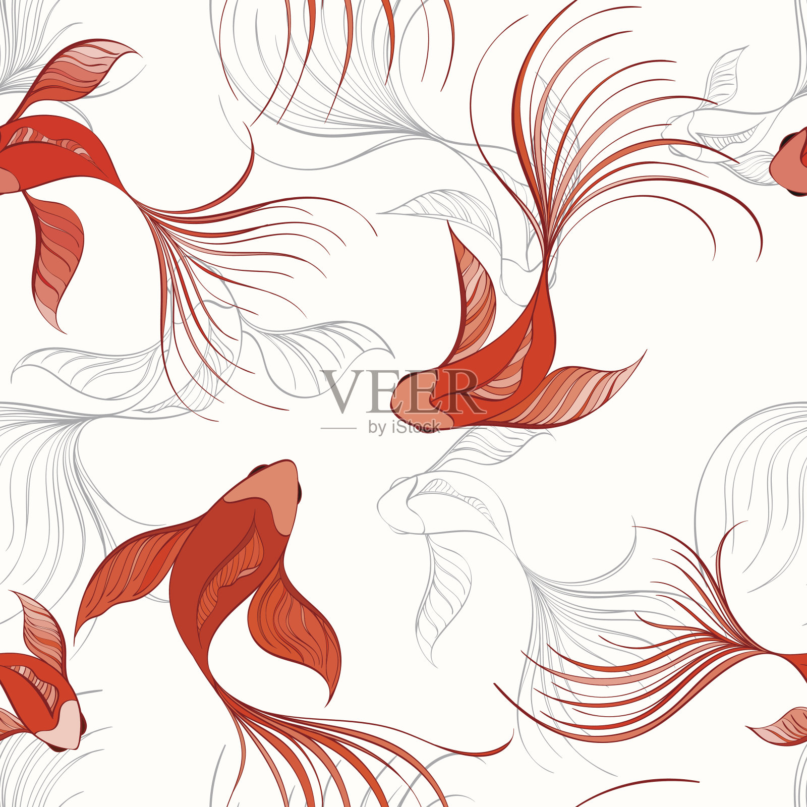 鱼无缝模式插画图片素材