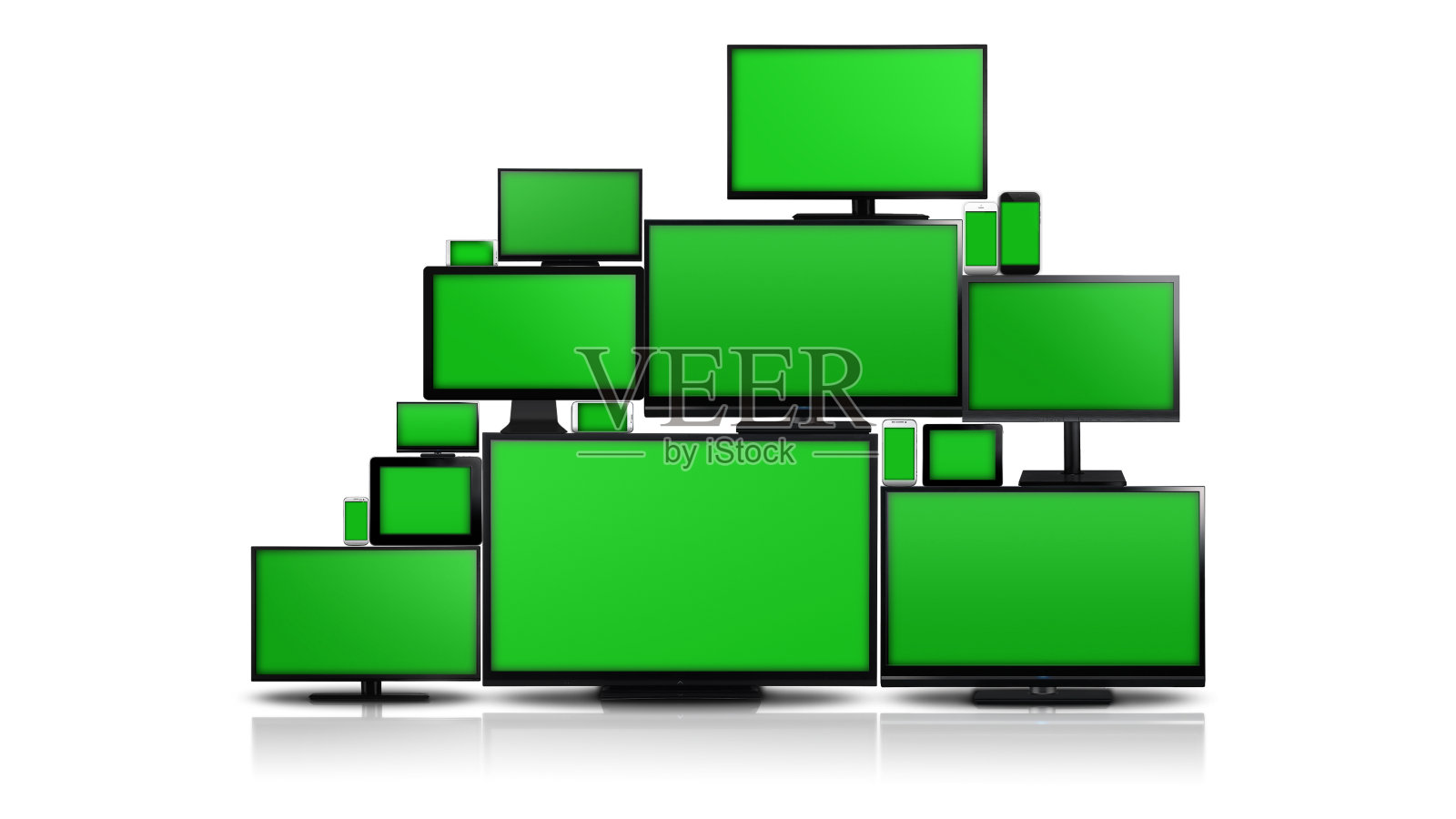 许多不同类型的屏幕都有绿色屏幕照片摄影图片